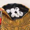 Gold Poly-Satin Druid Forest Deity pouch with black poly-satin lining, white rune stones that spell Imogen are in pouch
