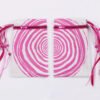 Hot Pink coloured printing on both sides of Tree ring bag, inspired by ancient magic trees and the rings inside their trunks