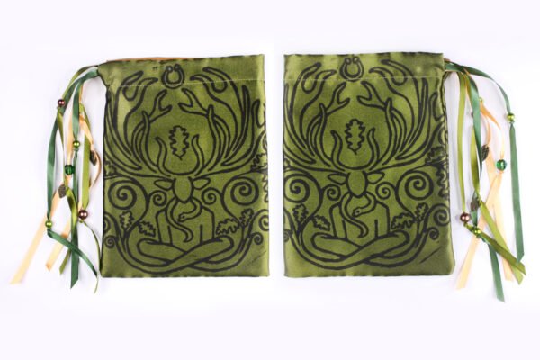 Black coloured printing on both sides of Cernunnos bag, inspired by ancient Celtic nature deity and fertility horned stag god